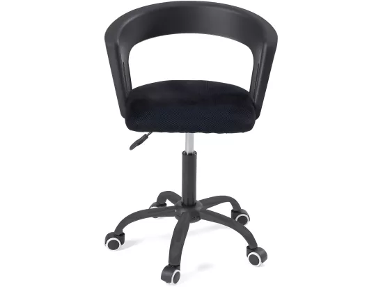 Chaise bureau roulettes accoudoir assise rembourée hauteur réglable pivotant AYA (noir)