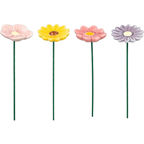 Keramikblomst på pind 28 cm - flere varianter - assorteret