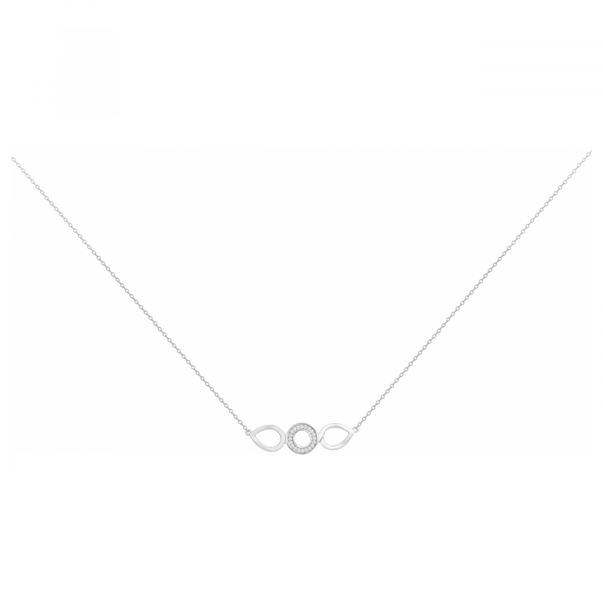Collier mono-motif en Argent avec oxyde de zirconium blanc