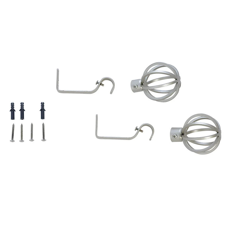 Kit Tringle à rideau extensible 95-180 cm embouts sphère gris chromé