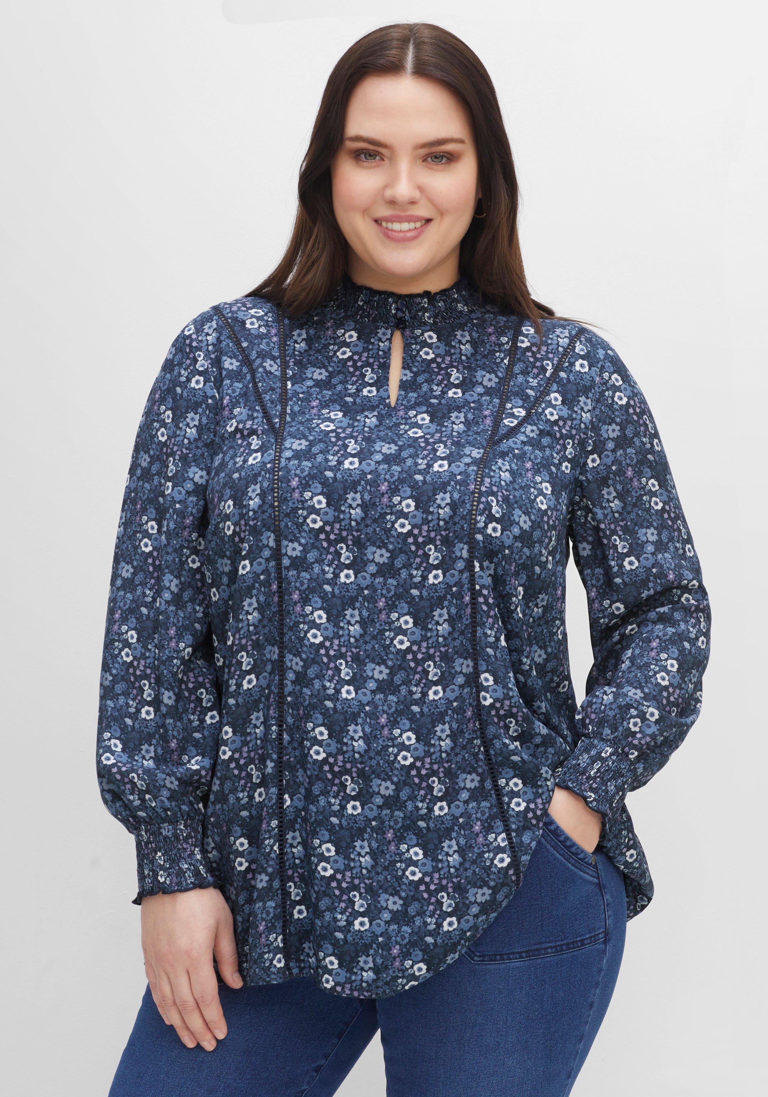 Tunika mit Blumenprint und Smok-Details