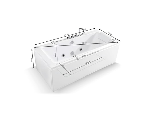 SPALINA - Baignoires balnéo sikinos white jets l170 x l78 x h60 cm
