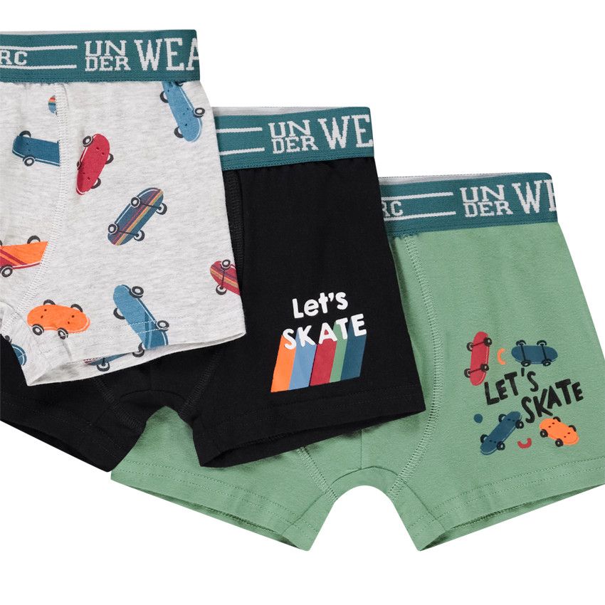 Lot de 5 boxers en jersey fantaisie pour garçon - Gris chiné