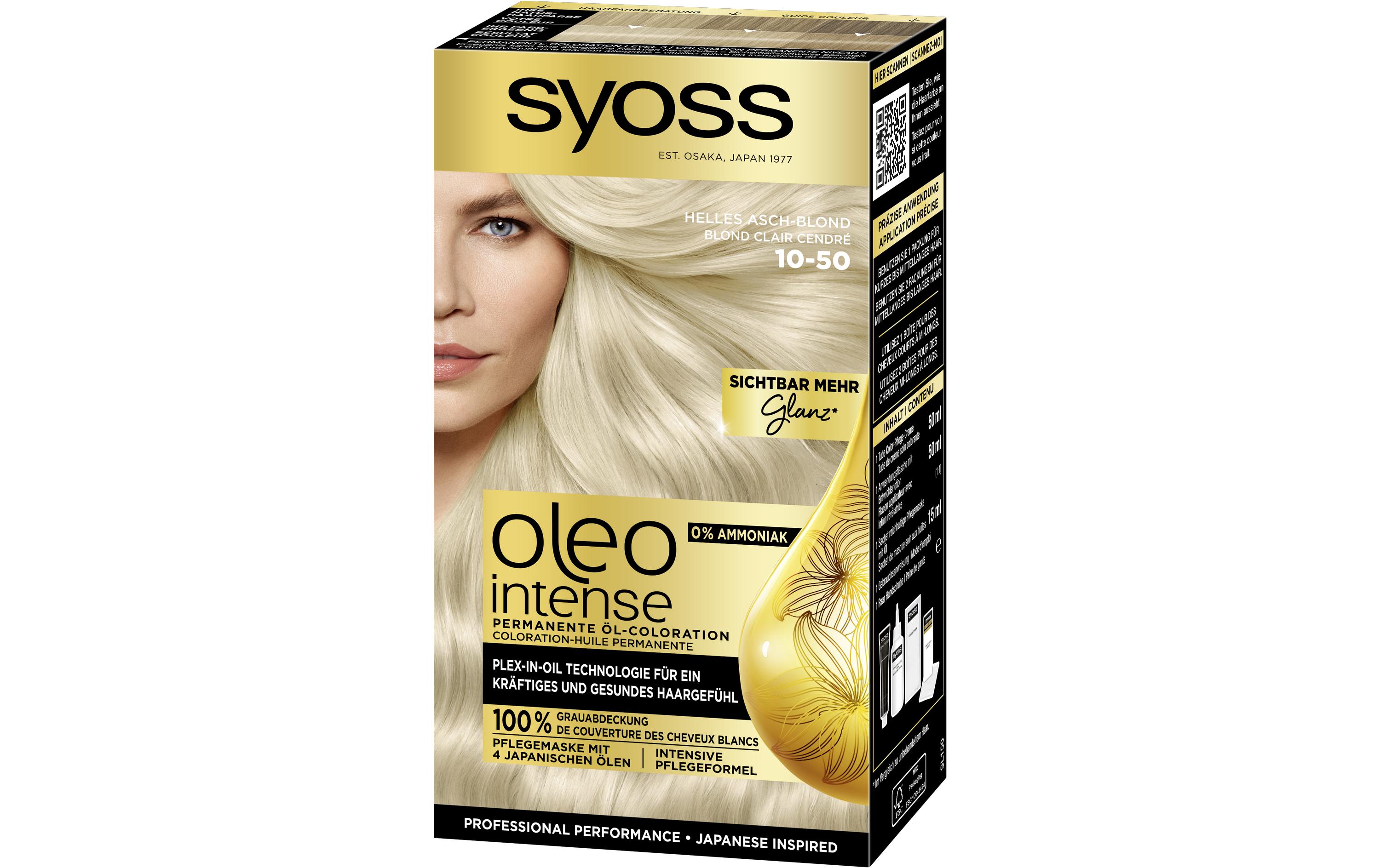 Haarcoloration Oleo Intense 10-50 Helles AschblondDauerhafte Haarfarbe mit pflegenden Ölen