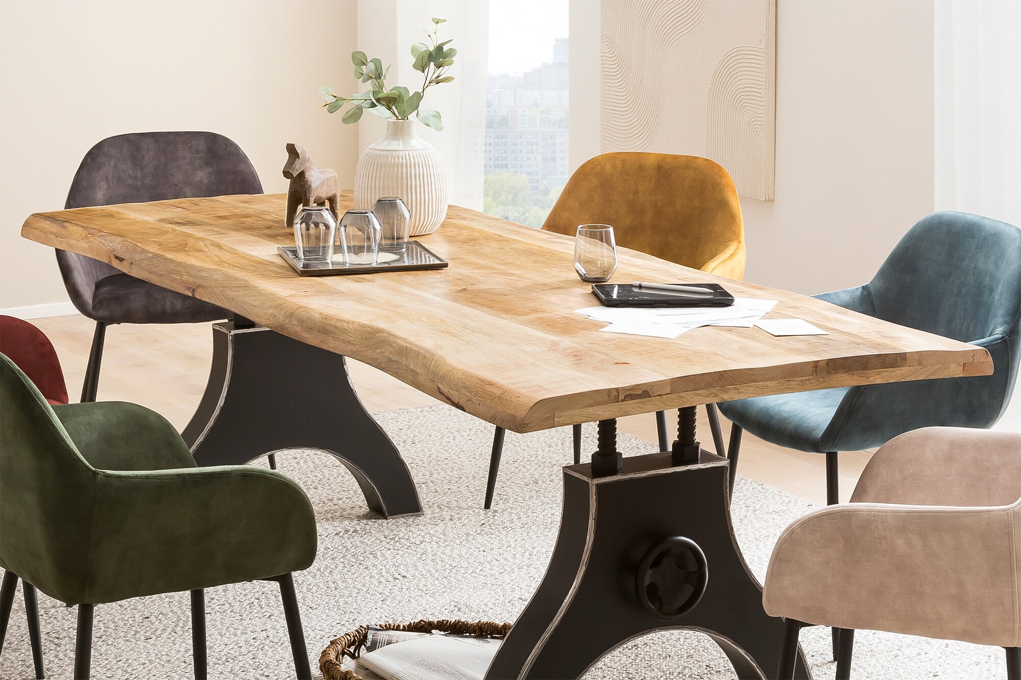 Tisch 200x100 Mango Metall Holztisch Esstisch Küchentisch Speisetisch Esszimmer