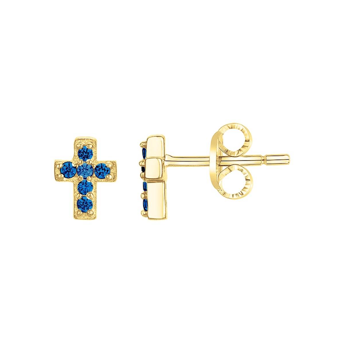 Boucles d'oreilles en Plaqué Or avec spinelle bleu saphir