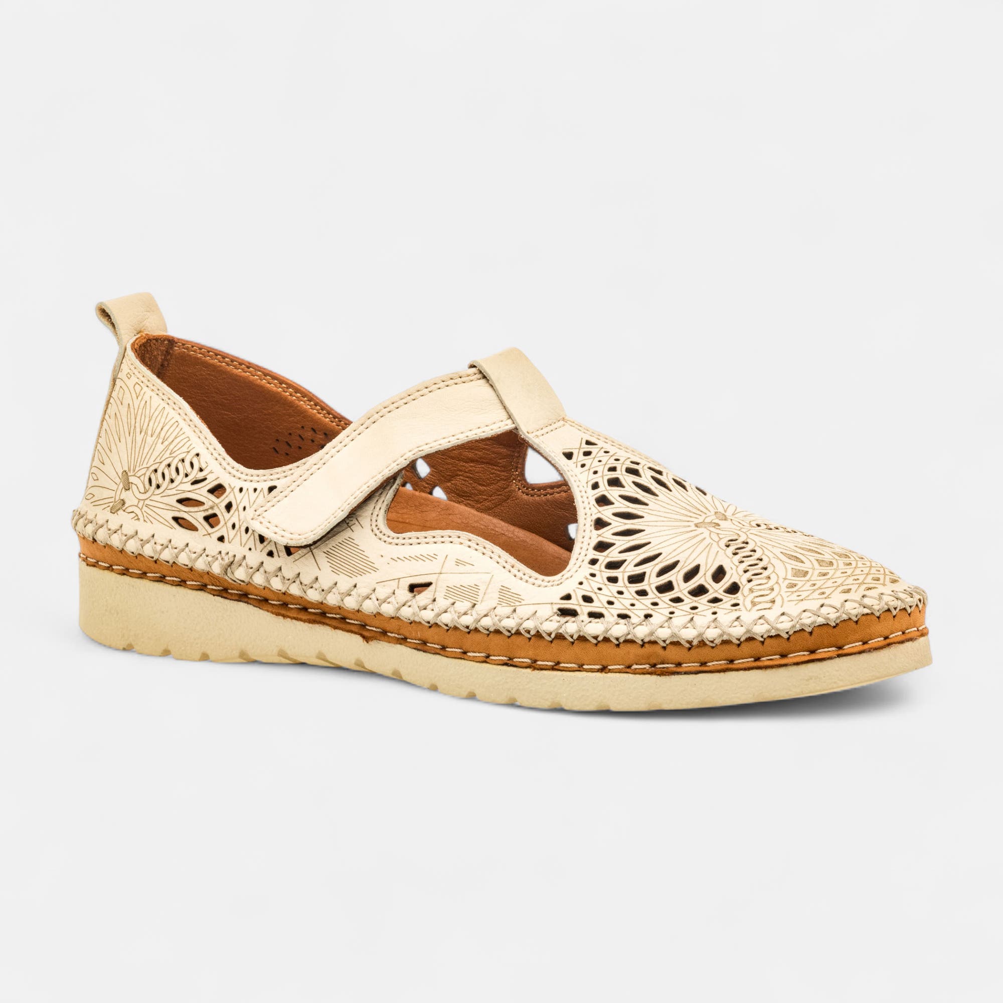 Ballerines Femme en cuir beige