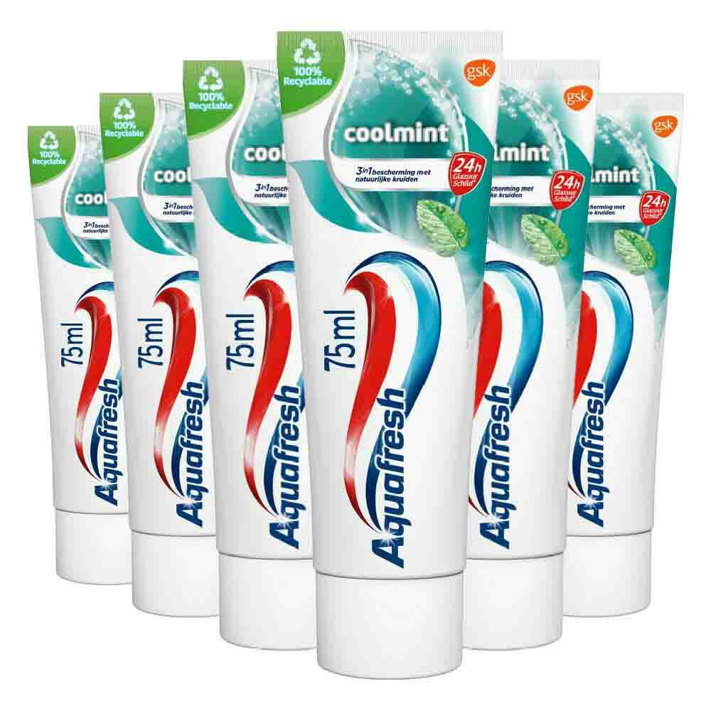 6x Aquafresh Tandpasta Coolmint75 ml