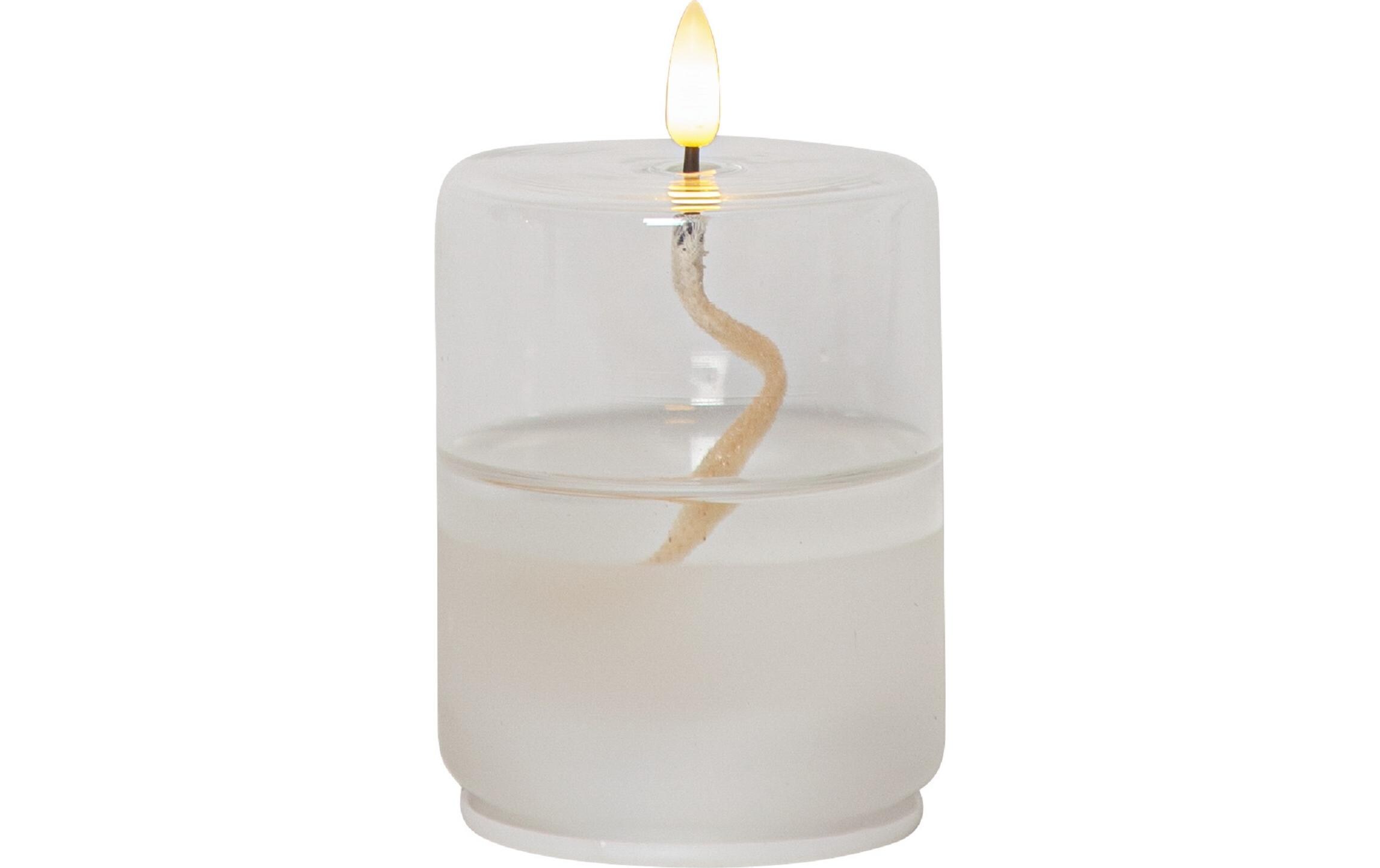 LED-Kerze Flamme Float, Ø 8 x 13 cm, TransparentKünstliche Kerze mit beweglicher Flamme