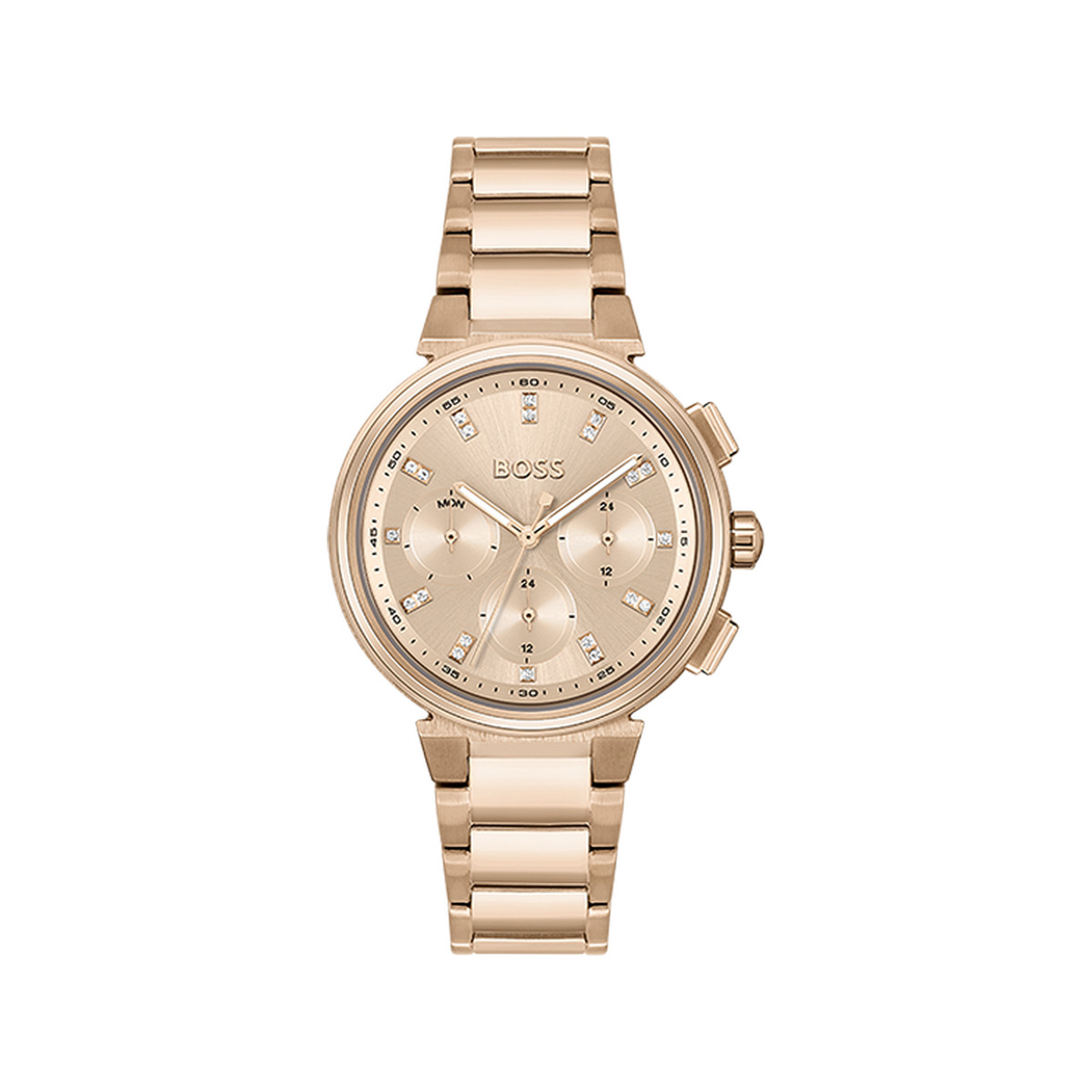 Montre BOSS One femme bracelet acier doré rose
