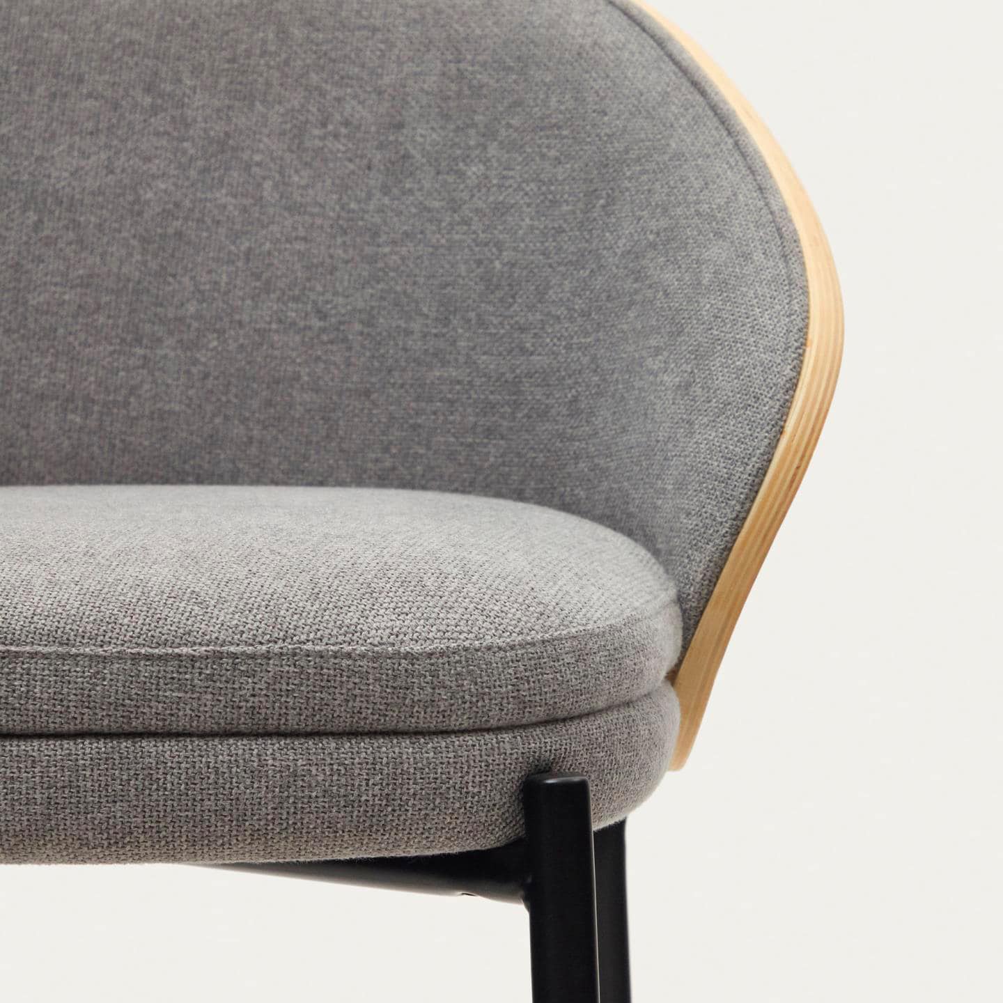 Kave Home Barhocker EAMY Chenille hellgrau/braun/schwarz