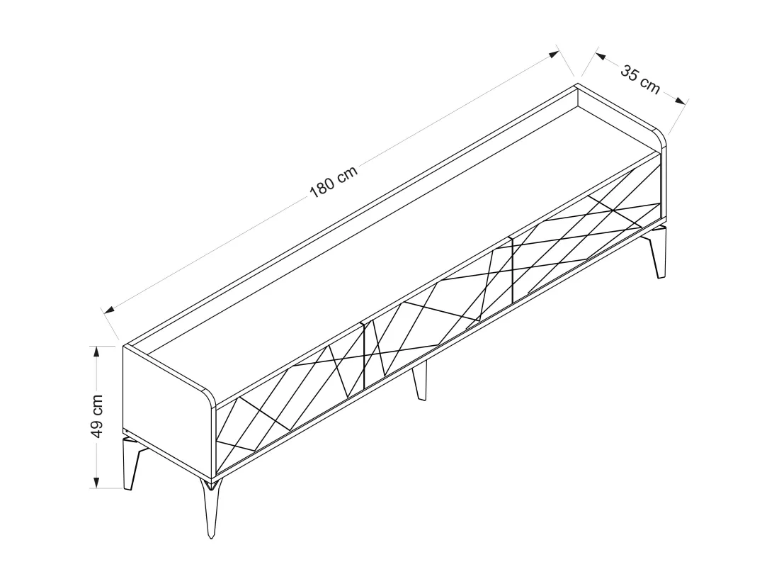 Meuble TV avec 3 portes - Naturel et anthracite - MONALIA