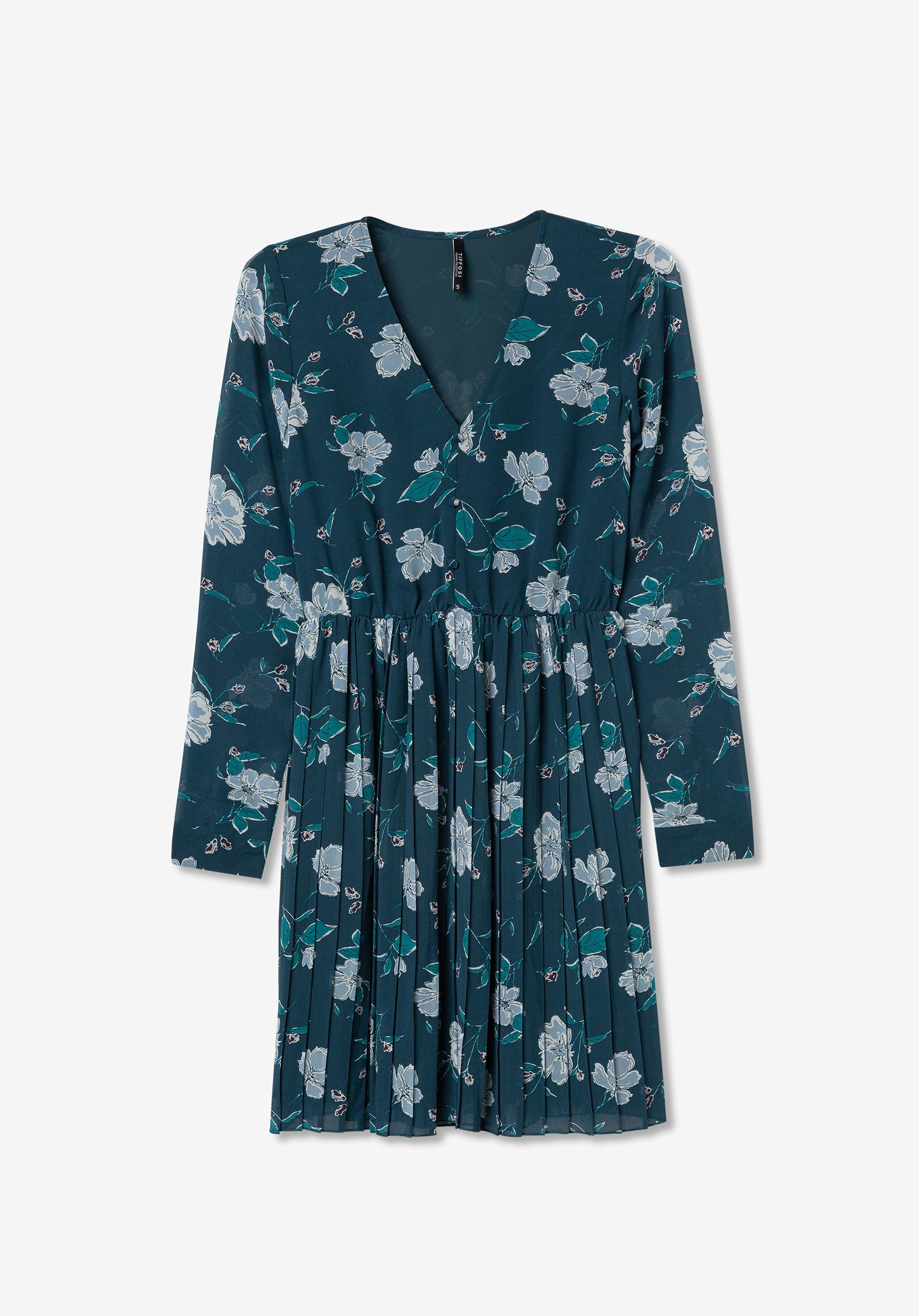Vestido Estampado Floral Plissado