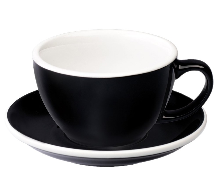 6 Tasses Café Latte et sous-tasses Egg 30cl Black - Loveramics