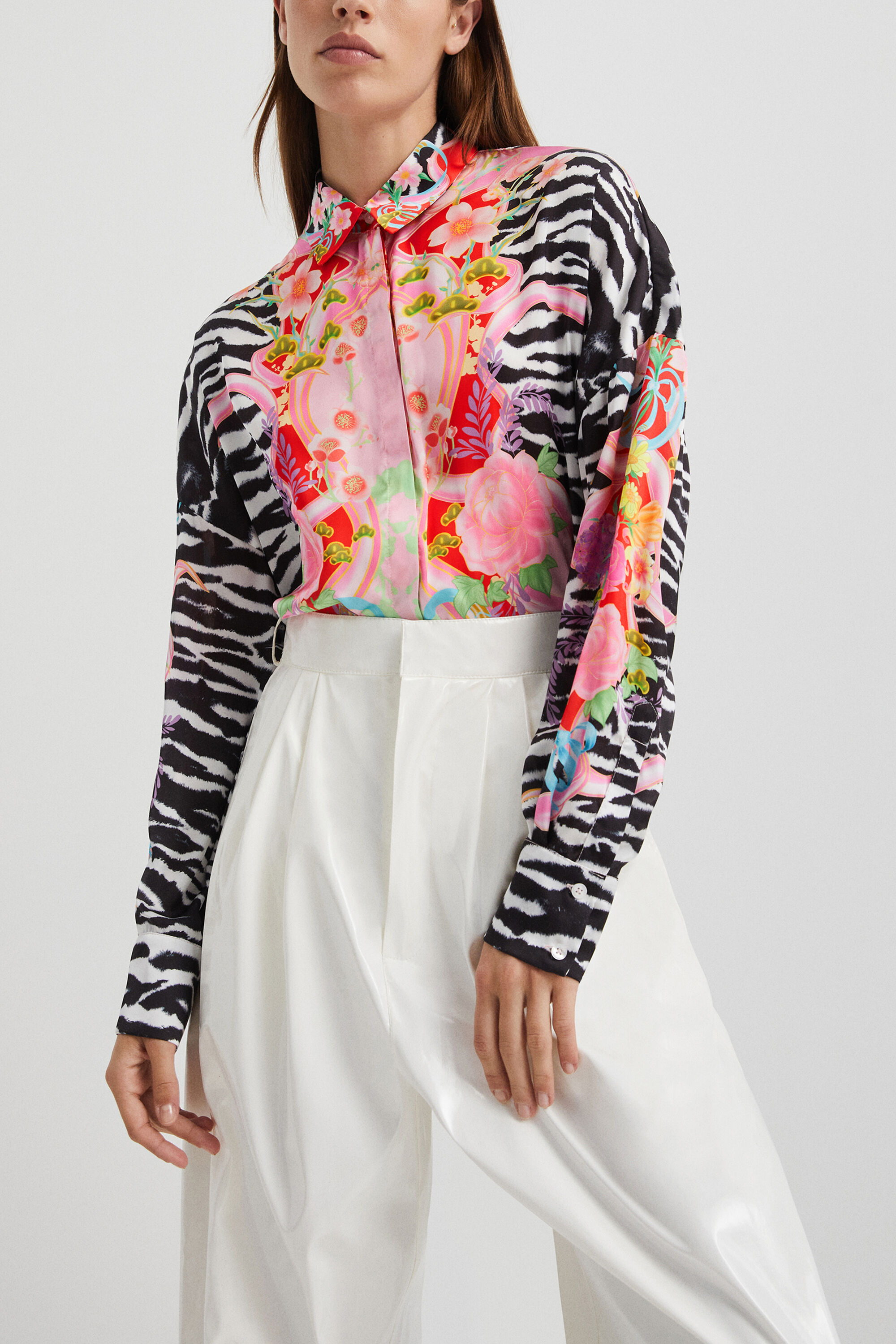 Chemise zèbre et fleurs