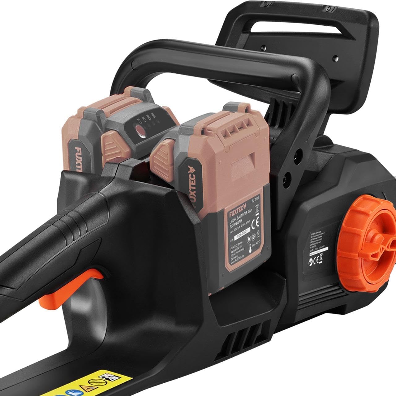 FUXTEC 40V Akku Kettensäge FX-E2KS – 14 Zoll Schwertlänge, 2x20Volt, 4,2 Kg leicht mit einer Kettengeschwindigkeit von 15 m/s