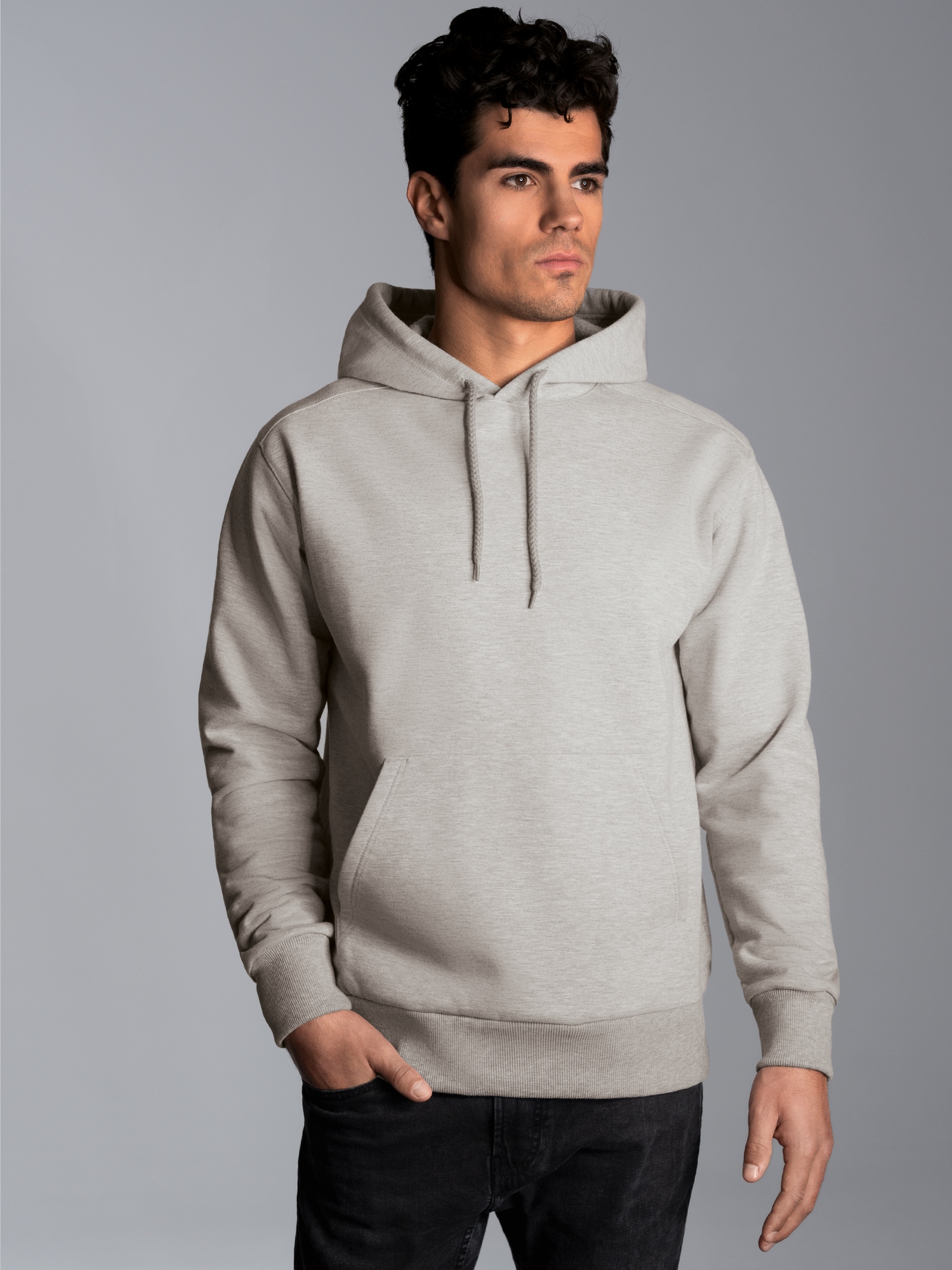 Hoodie aus SweatqualitätGrau-melange