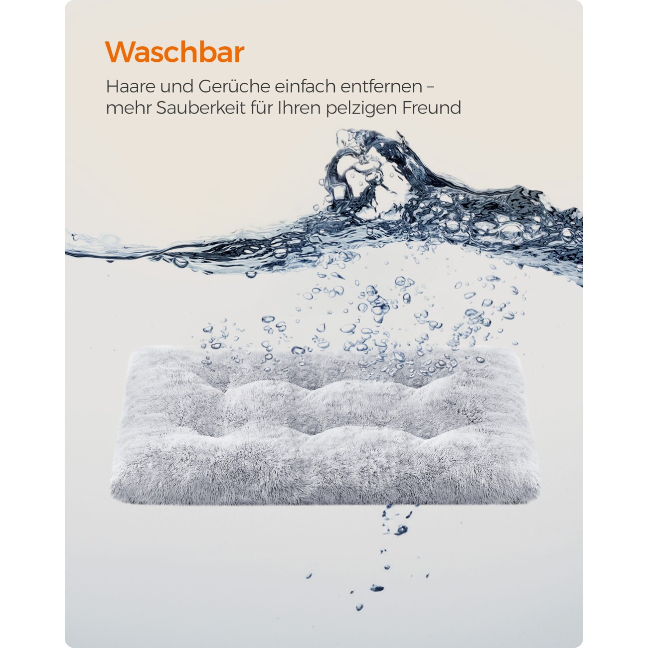 FEANDREA Hundebett, Hundekissen, langer Plüsch, weiche Polsterung, waschbar