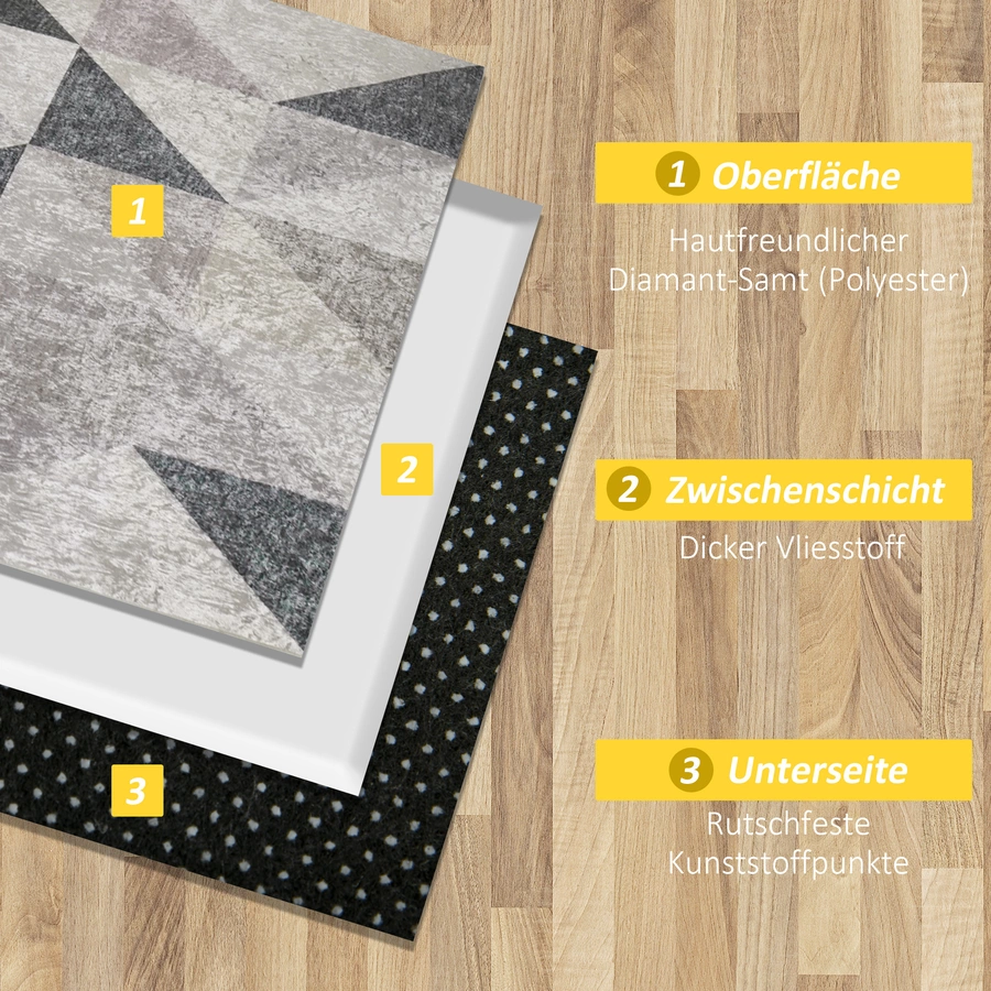 HOMCOM Teppich mit Gleitsicherheit grau, schwarz