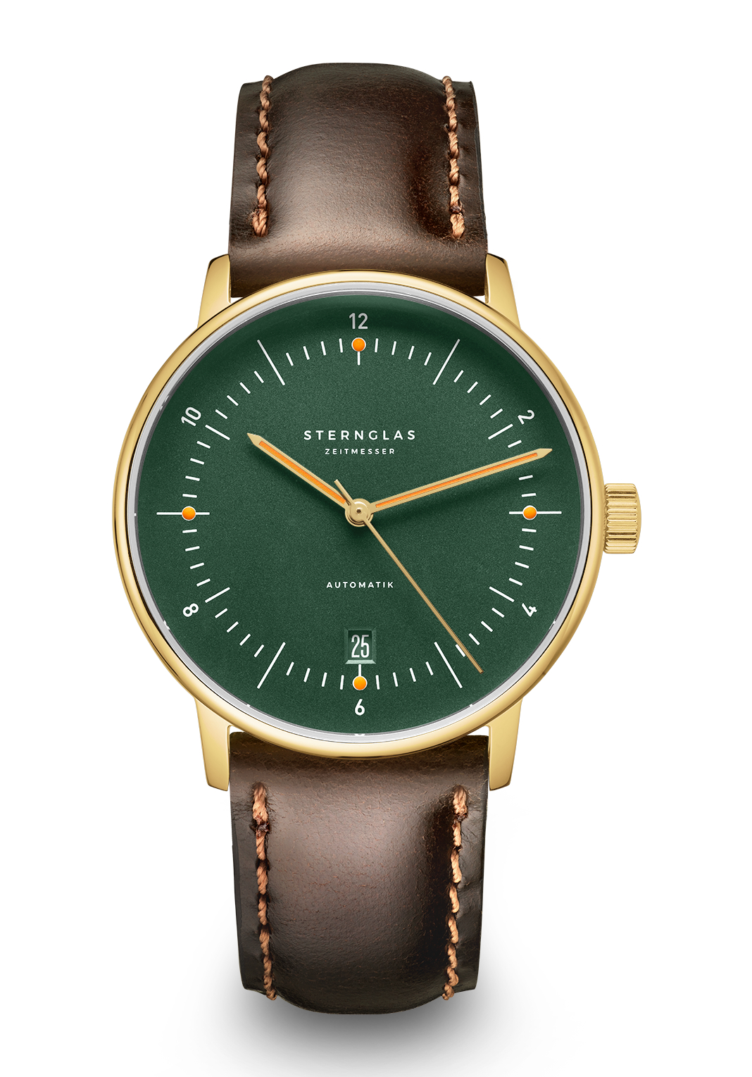 Sternglas Naos Gold Automatik 38mm Bridle dunkelbraun