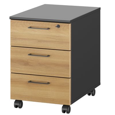 Caisson mobile JAZZ+ - Profondeur 60 cm - 3 tiroirs - chêne du bocage
