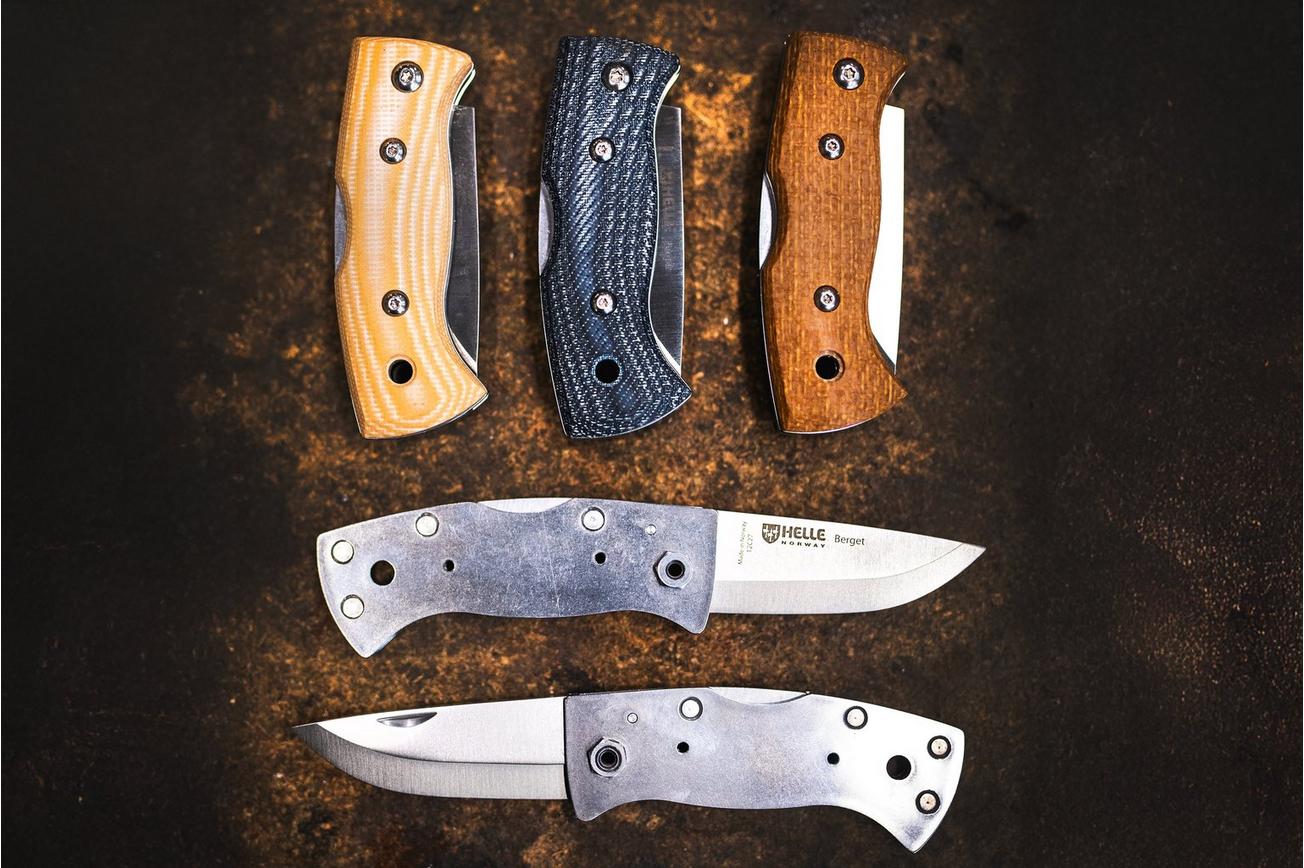 Helle 761 Berget, 200763, Satin Sandvik 12C27, Beige Canvas Micarta bushcraft zakmes