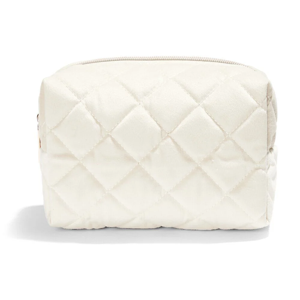 Pochette à cosmétiques en velours beige ou bleu 19x9xH12cm