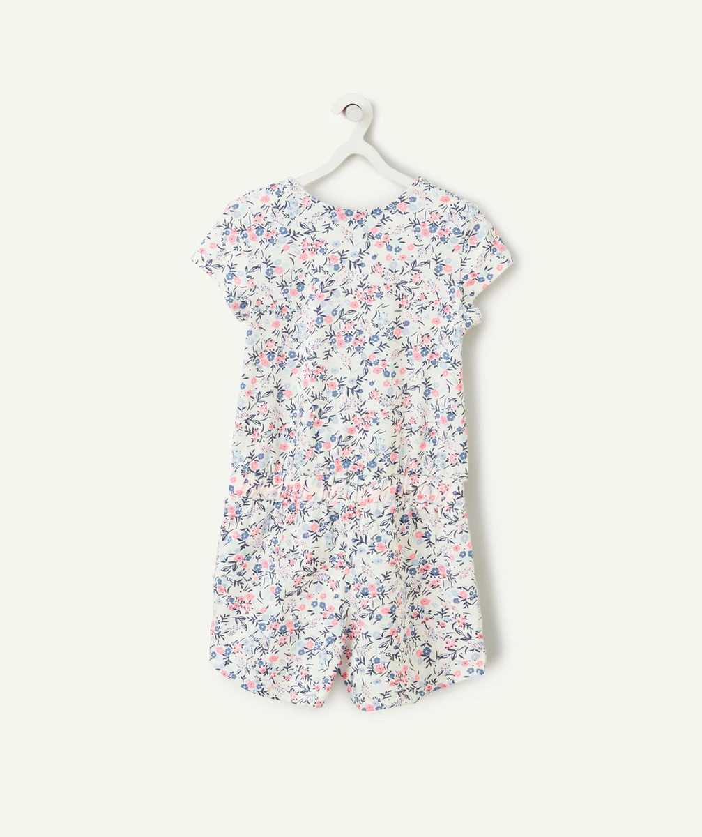 pyjama combishort fille en coton bio imprimé à fleurs