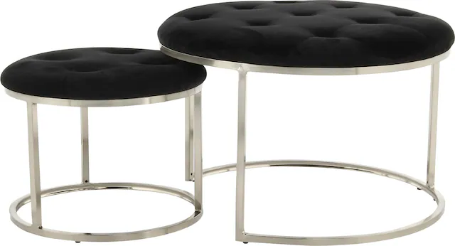 Kayoom Polstergarnitur »Hocker Becky 825 2er-Set, runde Form, angesagter Retro-Stil« Set, Hocker 1: B 60 cm/H 41 cm/T 60 cmHocker 2: B 40 cm/H 32 cm/T 40 cm, 2 Stk. tlg. vielseitig verwendbar, modern, pflegeleicht, runde Form
