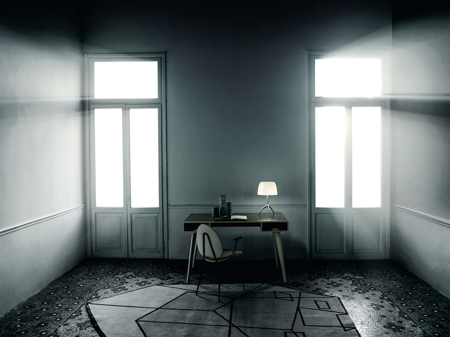 Tafellamp Lumiere Grande wit/aluminium
