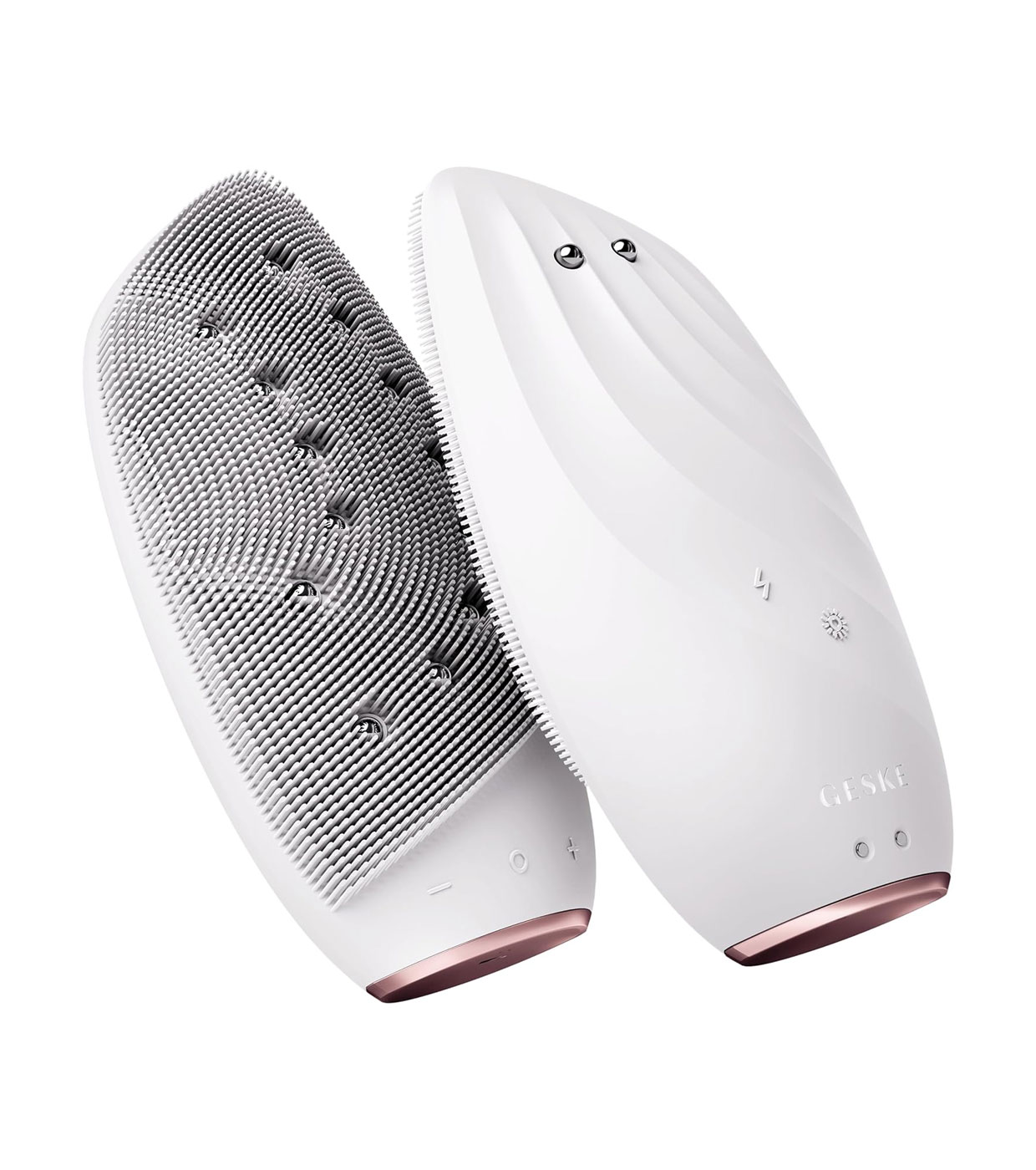 GESKE - Escova de Limpeza Facial e Massageadora Sonic Thermo Face-Lifter  8 em 1 - Branco Rosa Ouro