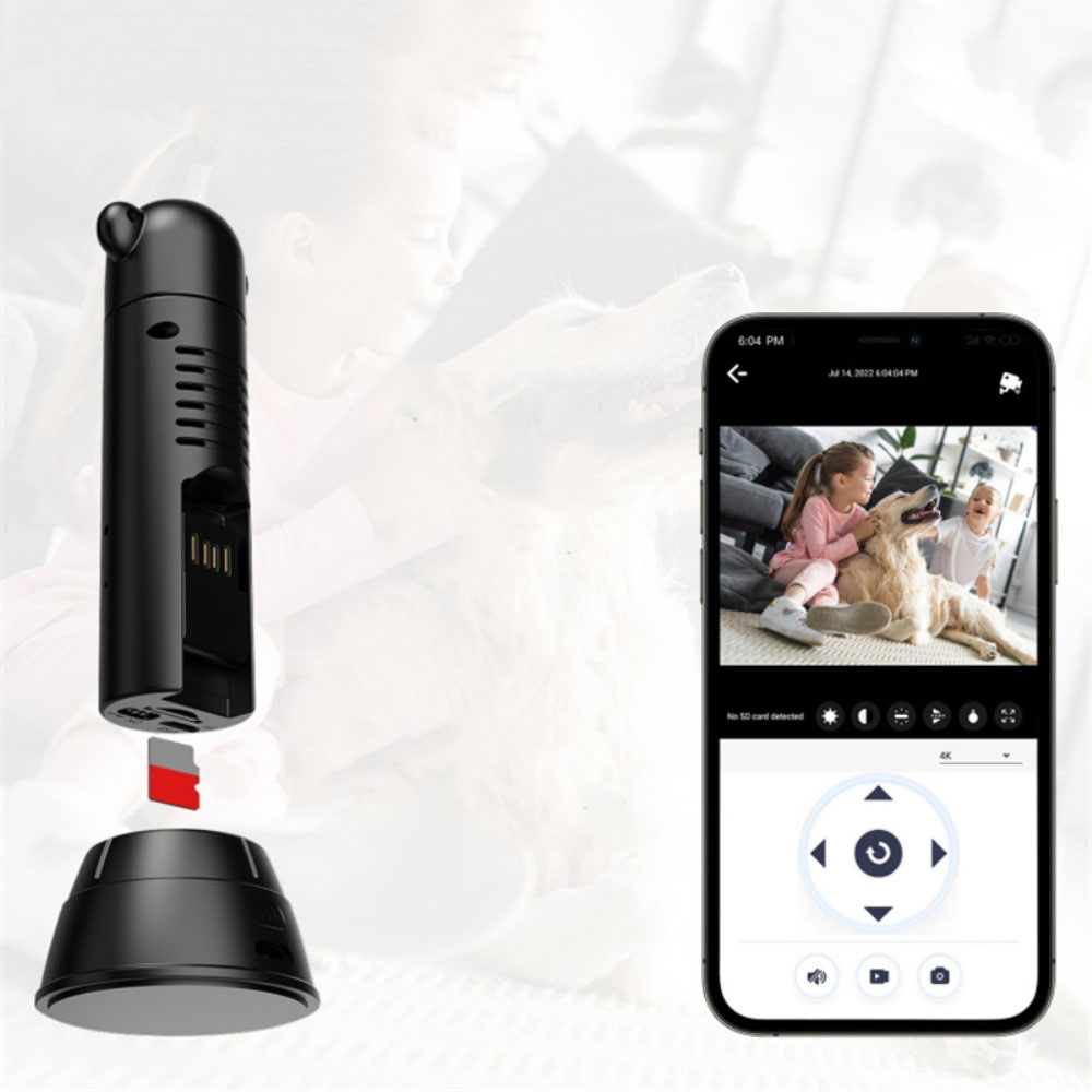 180° WiFi Mini Kamera FullHD 1080p Infrarot LED's Nachtsichtfunktion und Bewegungserkennung   Micro SD Slot (iOS/Android) - Schwarz