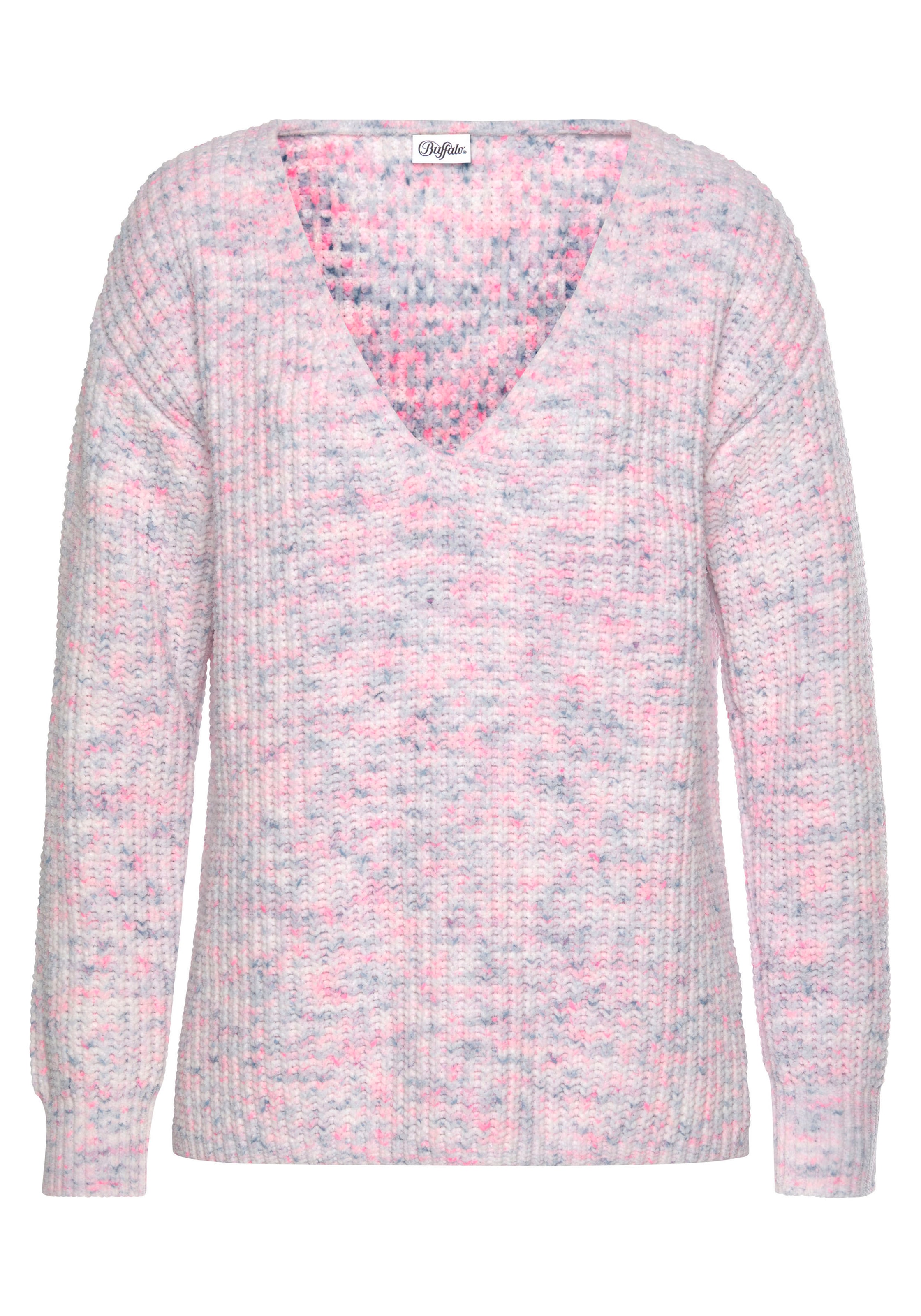 Buffalo V-Ausschnitt-Pullover , aus weichem Chenille, Strickpullover, kuschelig weich