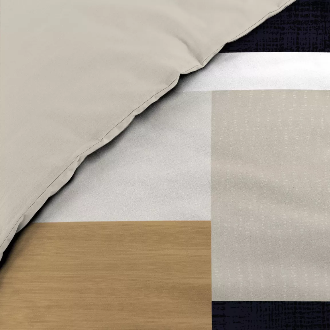 Housse de couette et deux taies percale de coton (240 x 220 cm) Ulysse Multicolore