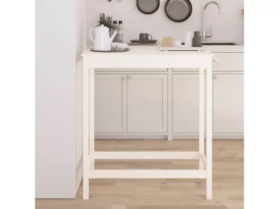 Table de bar blanc 100x50x110 cm bois massif de pin
