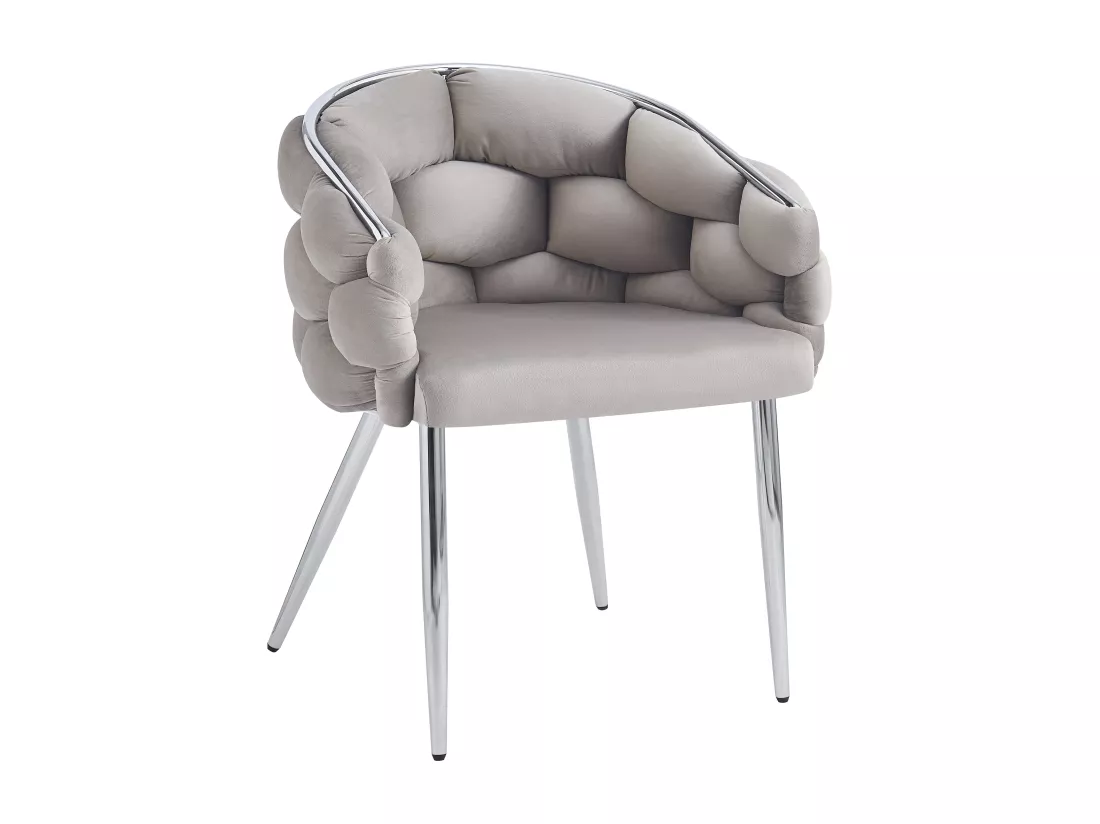 Lot de 2 chaises BALLON pieds chrome assise velours taupe