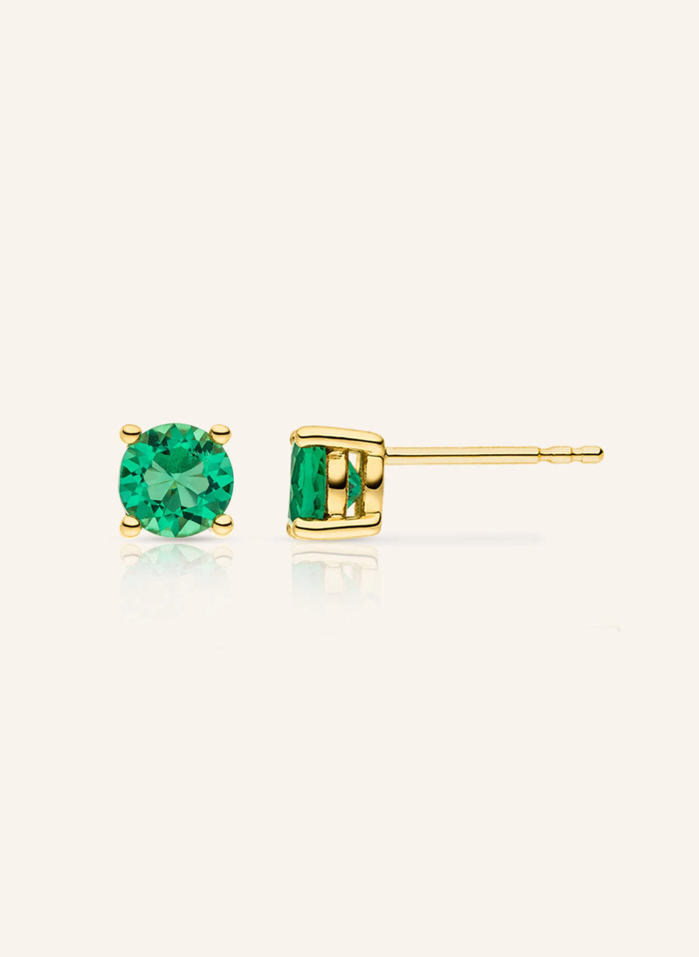VEYNOU Ohrstecker ELLA SMARAGD aus 14 Karat Gelbgold und 0,94ct. lab-grown Smaragd