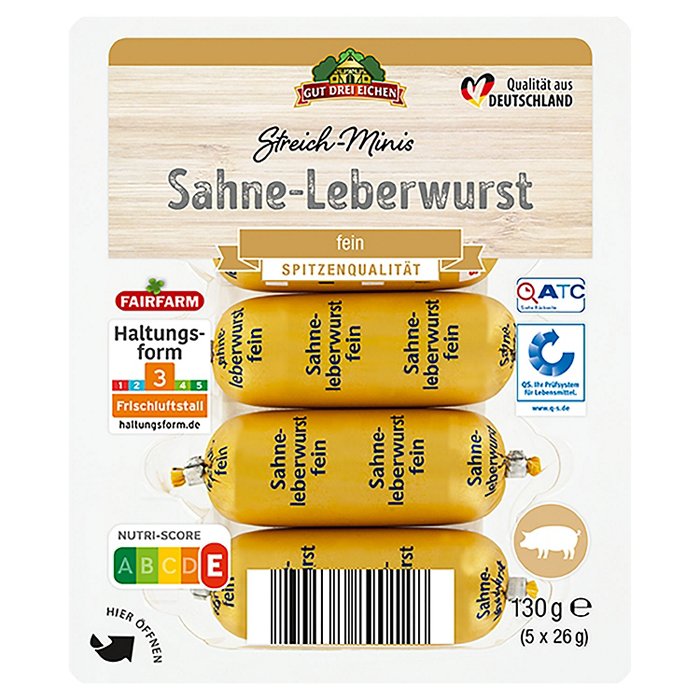 GUT DREI EICHEN Streich-Minis 130 g, Sahneleberwurst