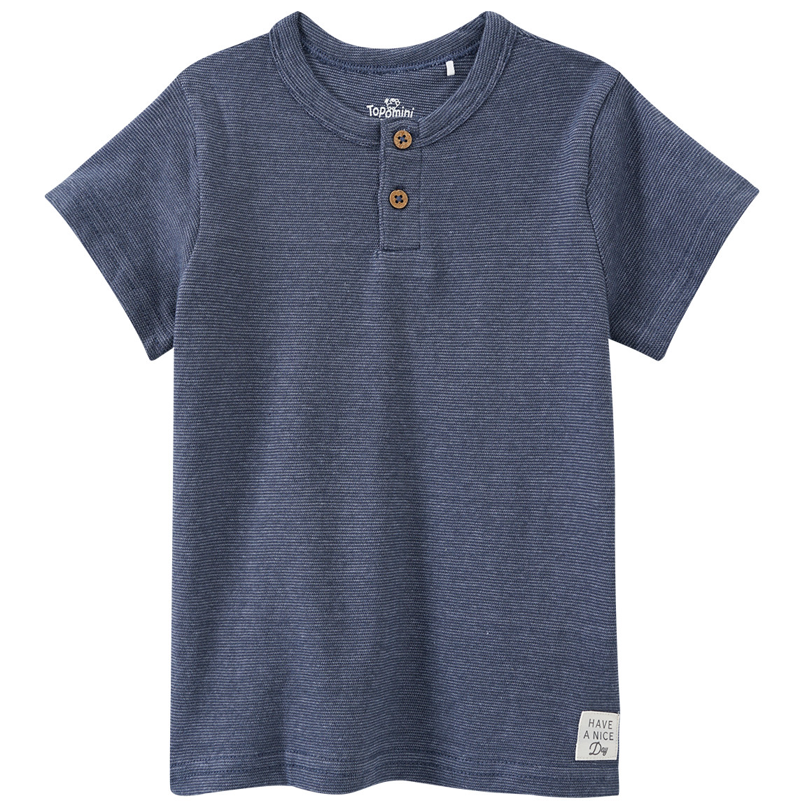 Topomini Pure Collection Baby T-Shirt mit Knopfleiste dunkelblau