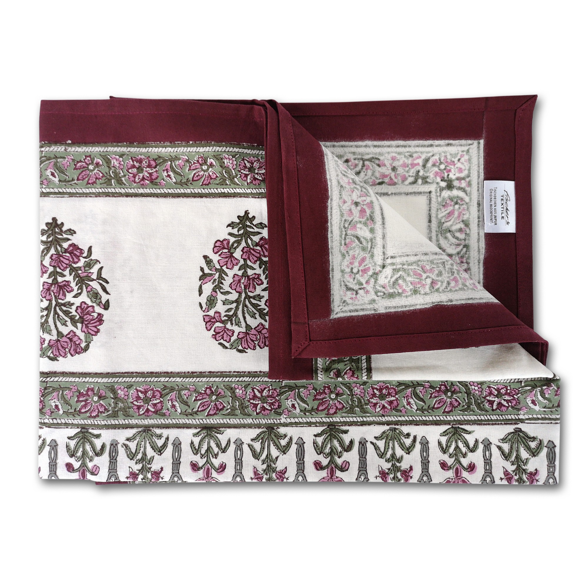 Tischdecke 'Bouquet', rot, creme, L 225 cm, B 150 cm von fischer's lagerhaus