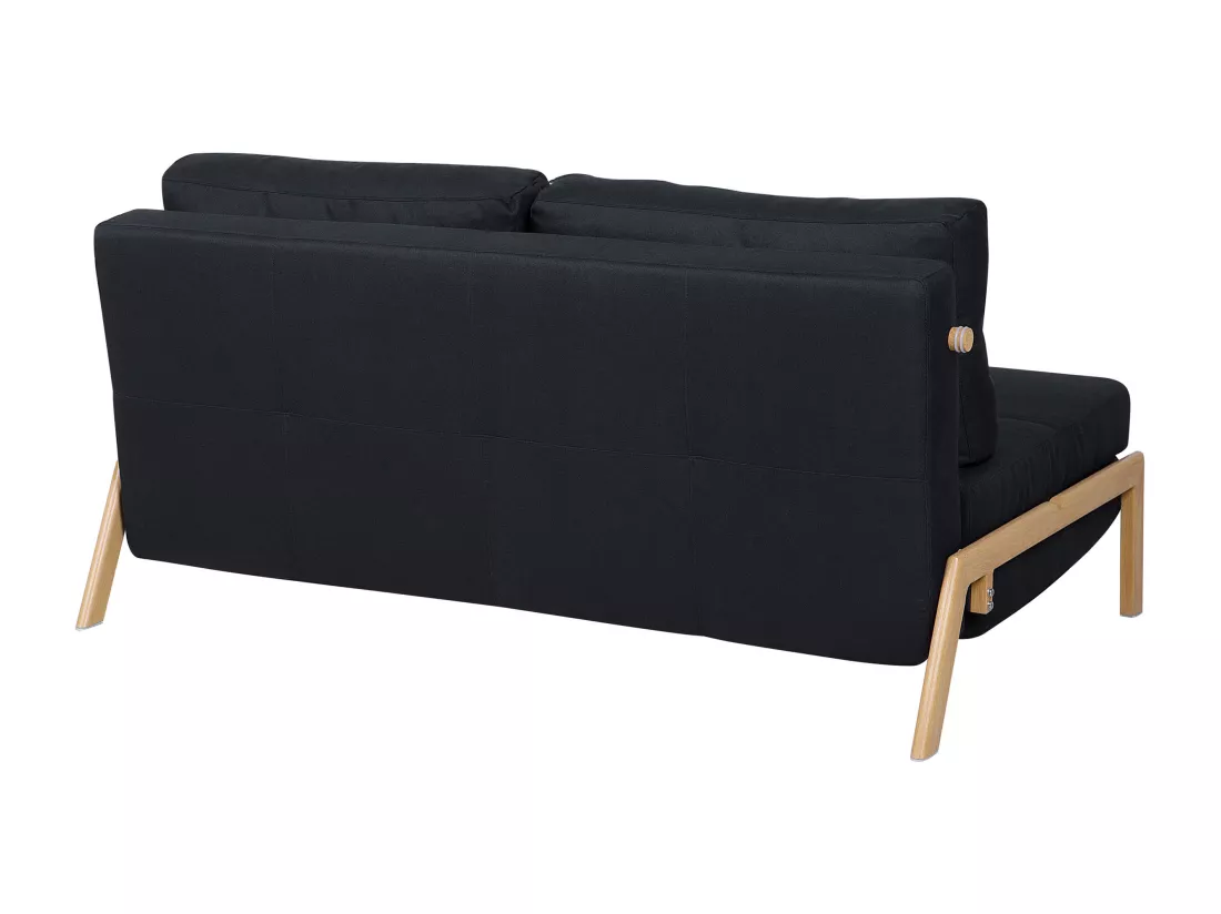 Canapé convertible 2 places en tissu noir EDLAND