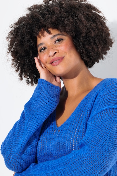 Pullover, oversized, Ballonärmel, V-Ausschnitt.