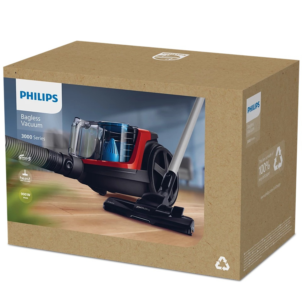 (900W) PowerPro Compact Vacuum Cleaner Beutelloser Staubsauger inkl. Integrierte Bürste / Fugendüse / Hartbodendüse (FC9330/09) - Monzarot