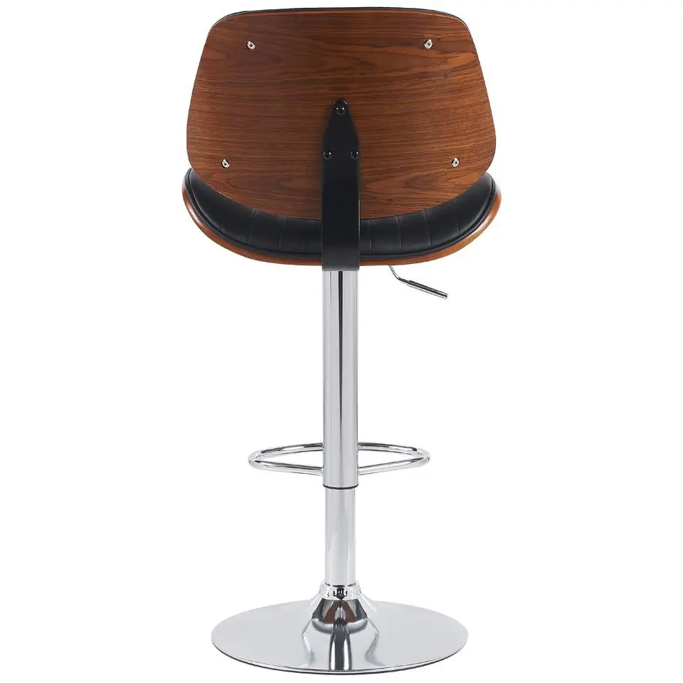 CLP Barkruk Clawson chroom Frame - Kunstleer - walnoot/zwart