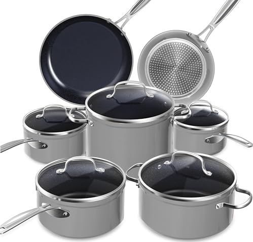 Nuwave - Duralon Blue G10 - Pannenset - 12-delig - Keramiek - Inductiepanoppen - 24 cm - Veilig en PFAS-vrij