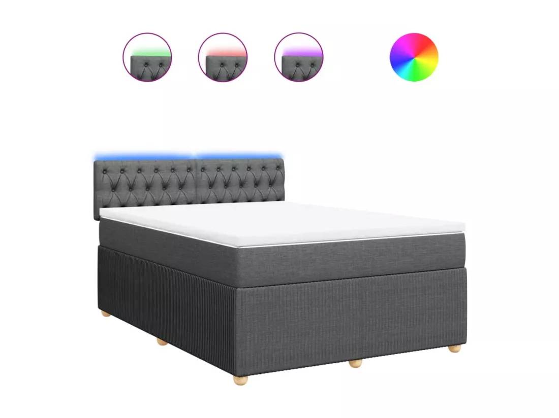 Sommier à lattes de lit avec matelas Gris foncé 160x200cm Tissu