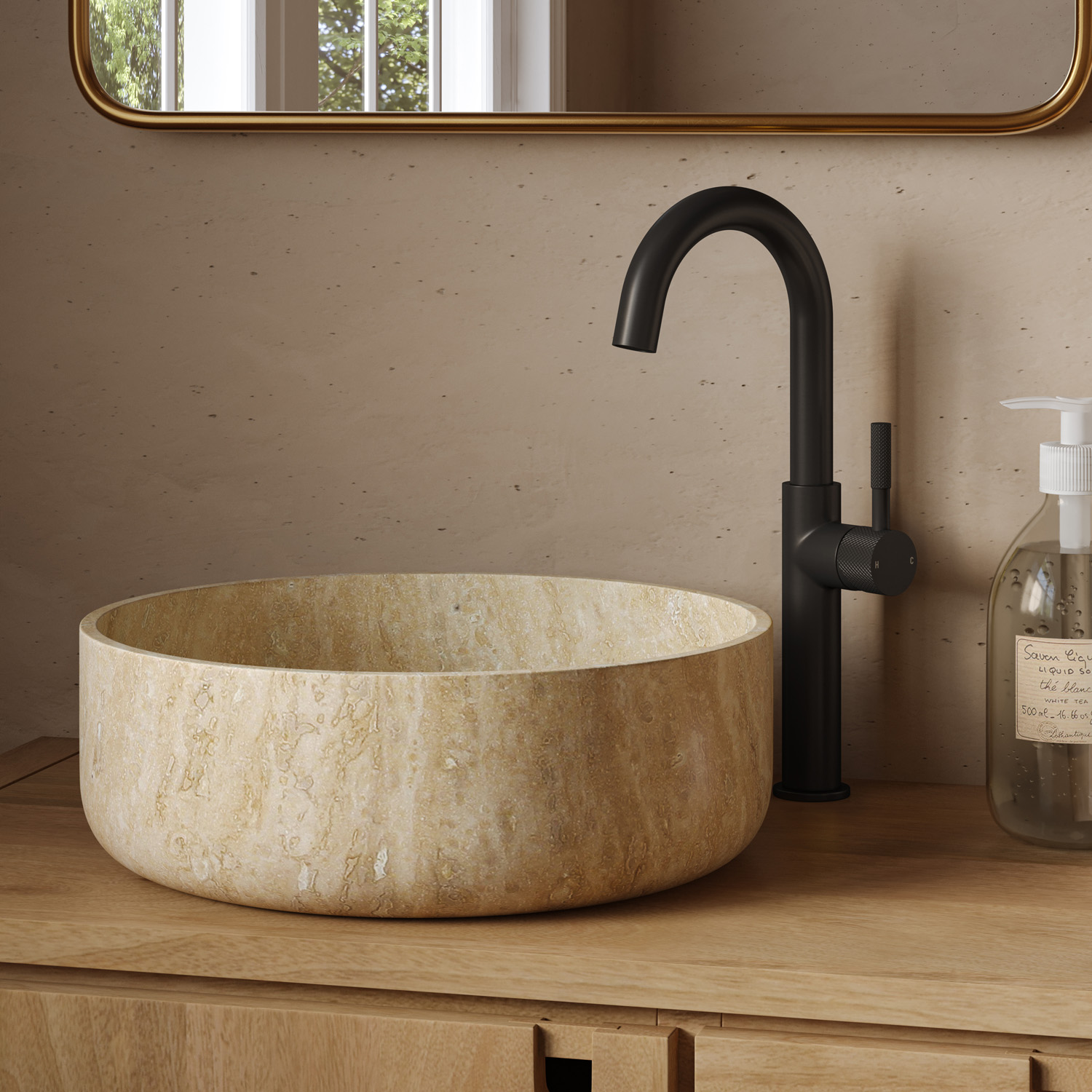 Saniclear Highriser Curved wastafelkraan zwart mat