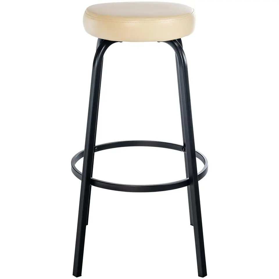 CLP Barkruk Kamari mat zwart Frame - Kunstleer - creme