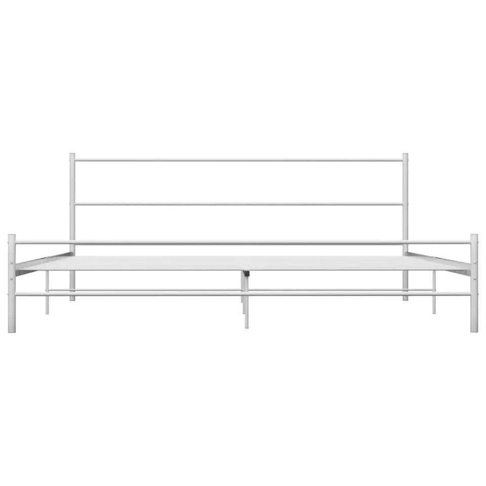 vidaXL - Tweepersoonsbed met hoofdbord - Wit - Metaal - 160x200 cm