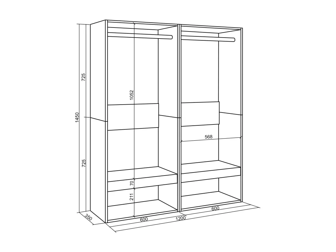 Armoire Vestiaire ouvert, 120x35x145 cm, Chambre à coucher, pièce, Vêtement, Dressing, Chêne
